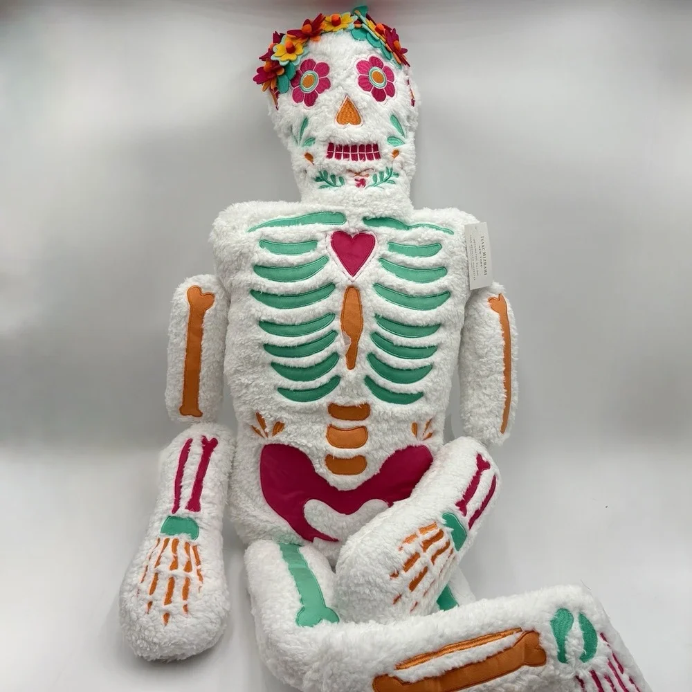 Dia de Los Muertos Sugar Skull Skeleton Large Figural Pillow Day of the Dead NEW